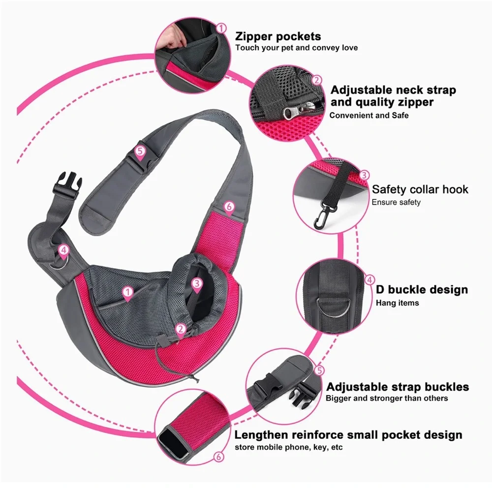 WOYYHO Breathable Pet Dog Sling Carrier Adjustable Strap (Small up to 5 lbs)
